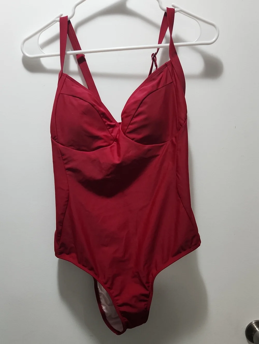 Classic Red One-Piece Swim Suit with Supportive Cups